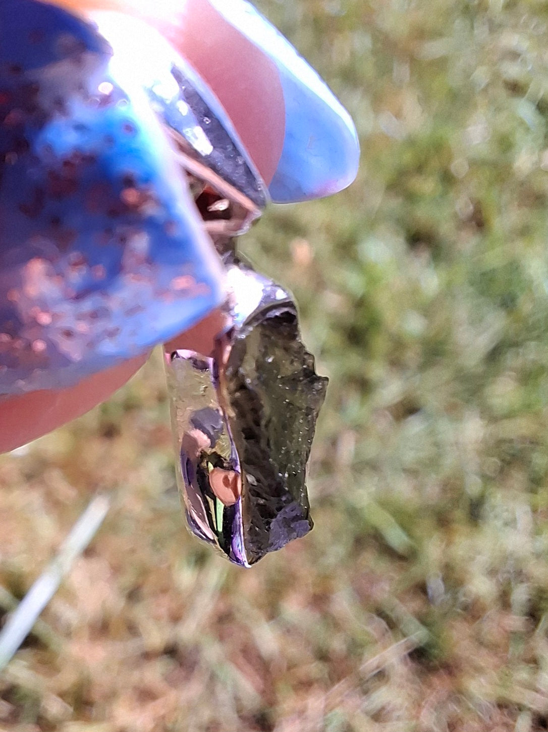 Moldavite Pendant, 925 Silver, Tektite (Ref: P82)
