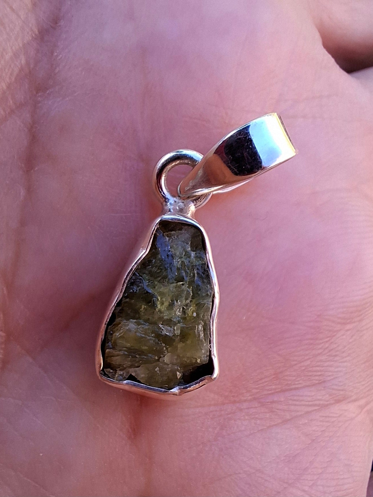 Green Tourmaline Pendant, 925 Silver, Crystal (Ref: GT5)