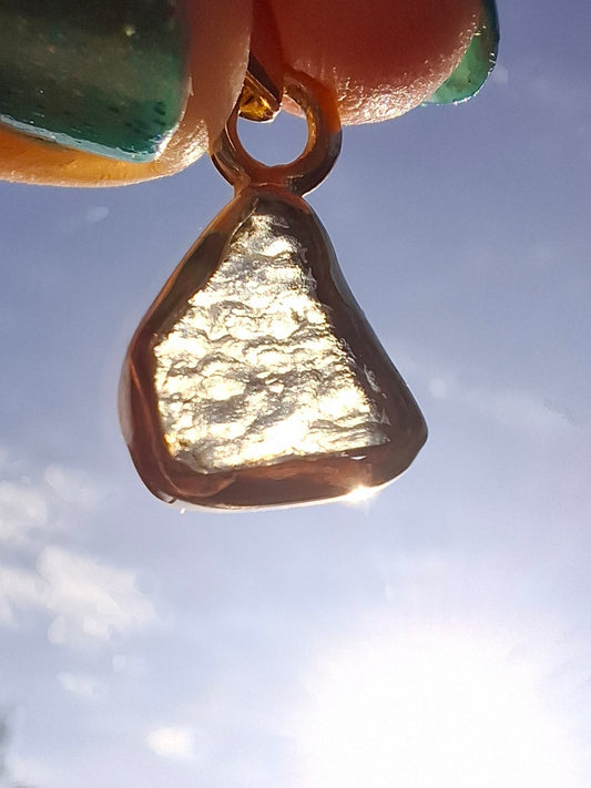 Moldavite Pendant, 14K GOLD Plated, Tektite (Ref: P452)