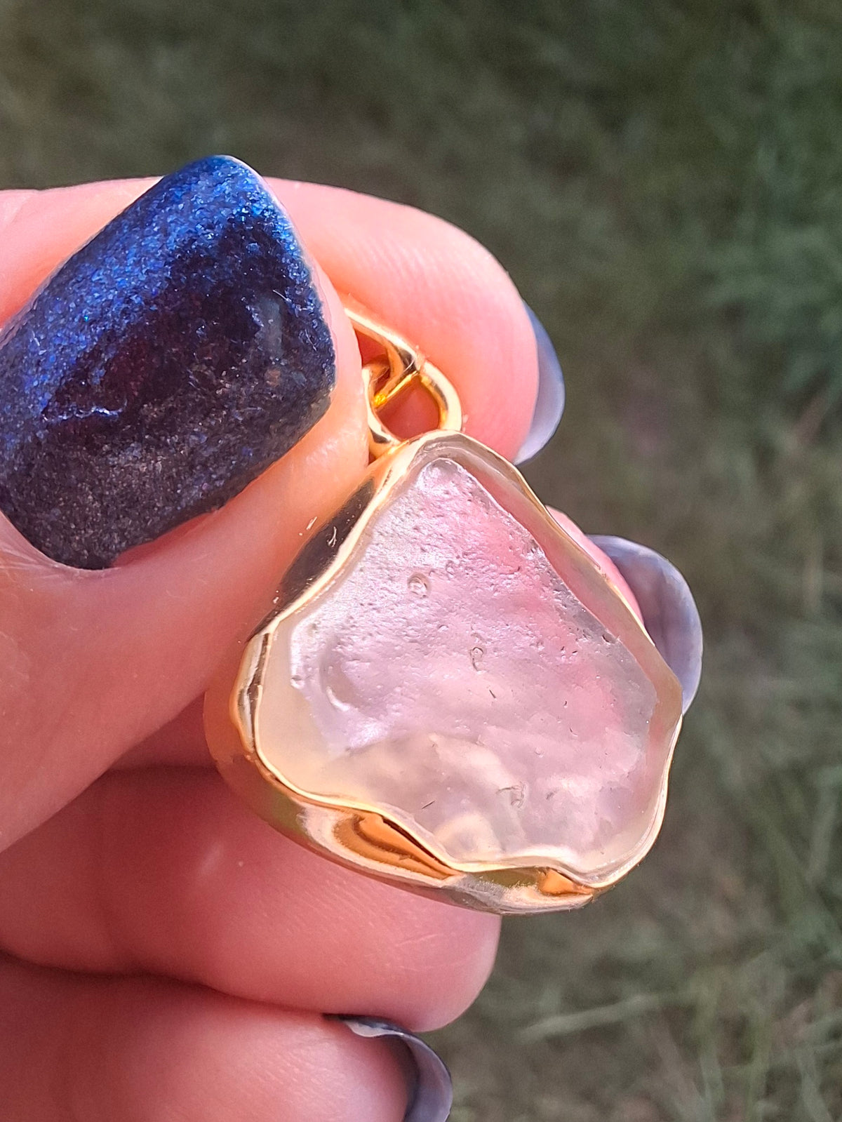 Libyan Desert Glass Pendant, 14K GOLD Plated, Tektite (Ref: LP125)