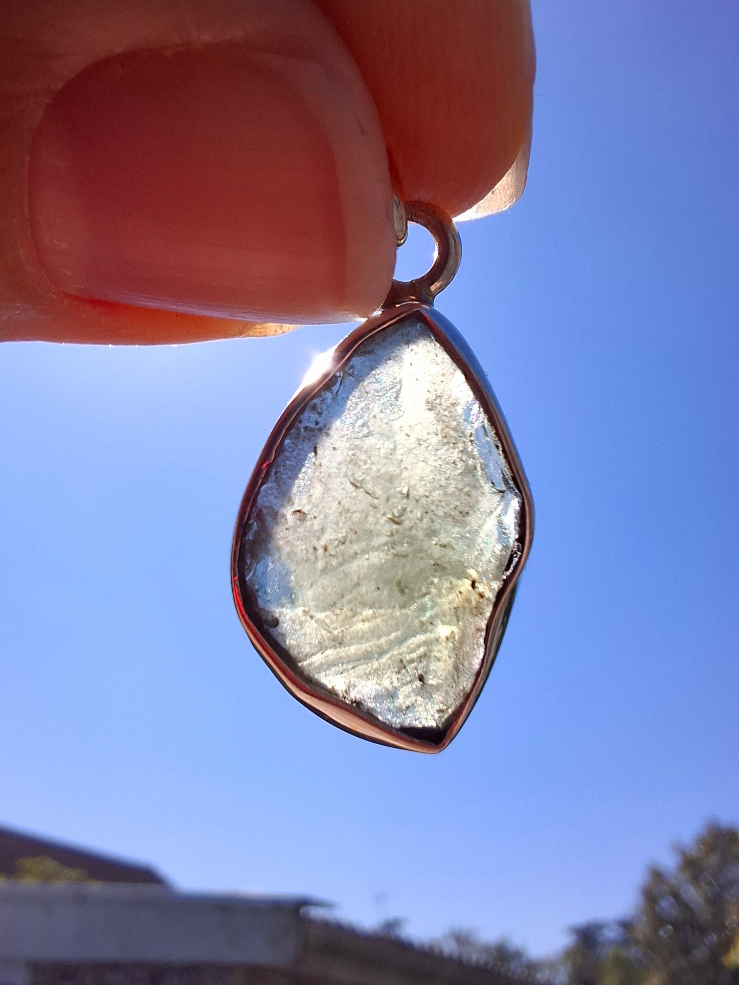 Moldavite Pendant, 925 Silver, Tektite (Ref: P10)