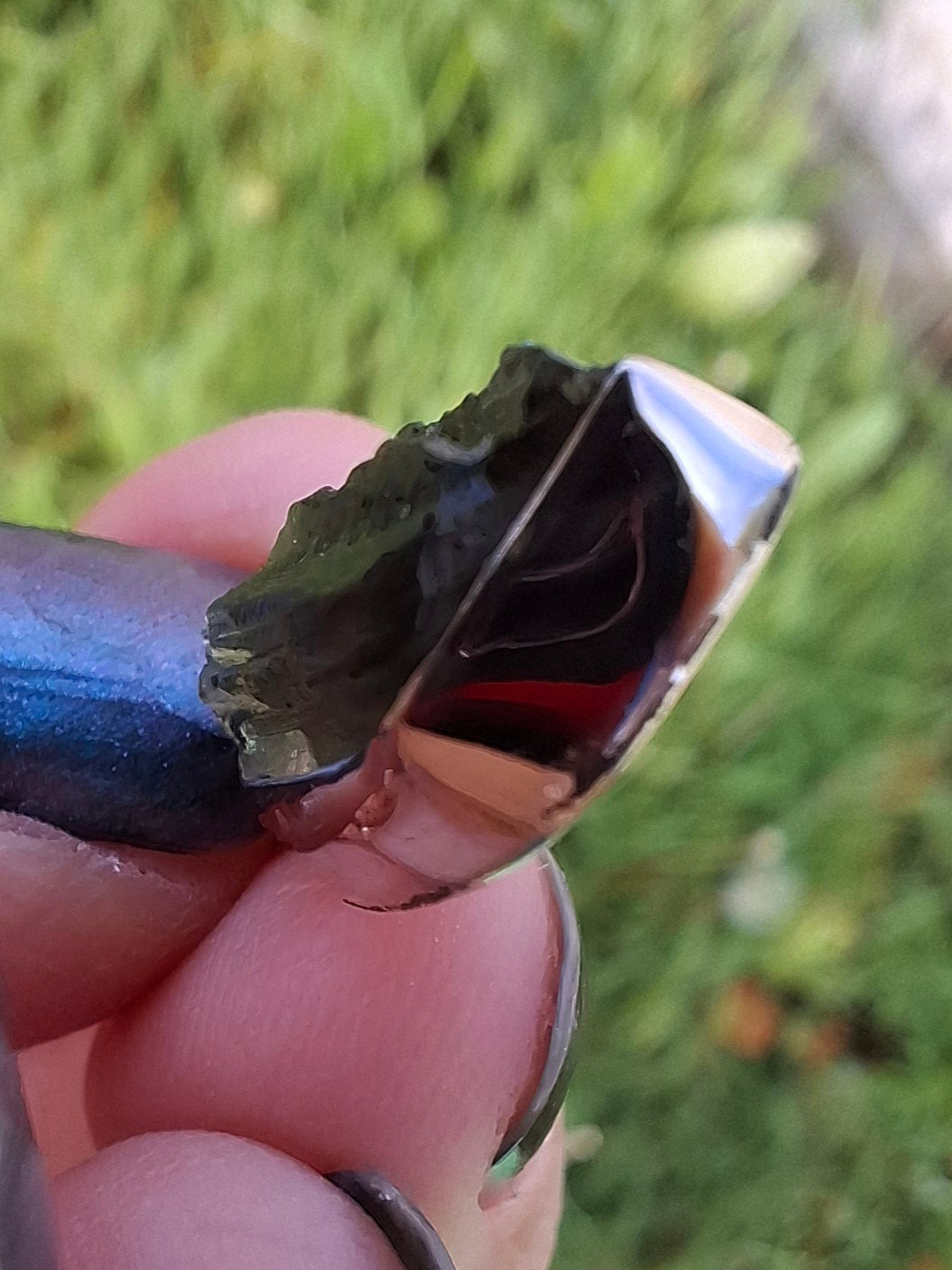 Moldavite Pendant, 925 Silver, Tektite (Ref: P13)