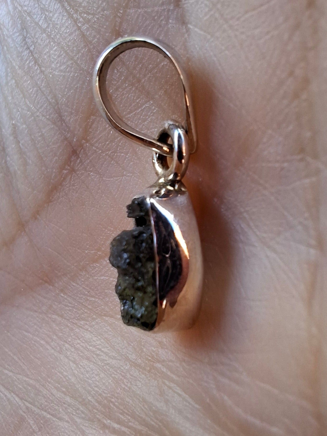 Moldavite Pendant, 925 Silver, Tektite (Ref: P89)