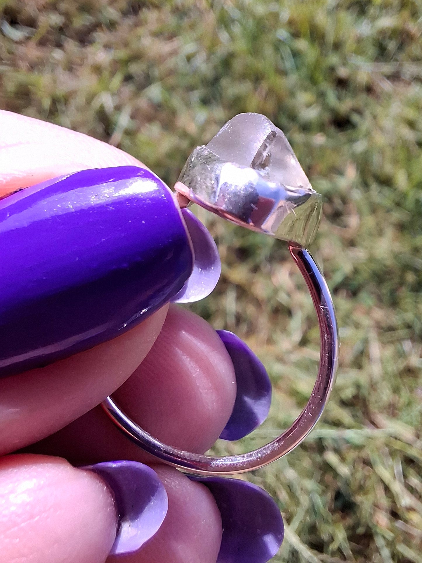 Libyan Desert Glass Ring, size large R/small S, 925 Silver, Tektite (Ref: LR42)