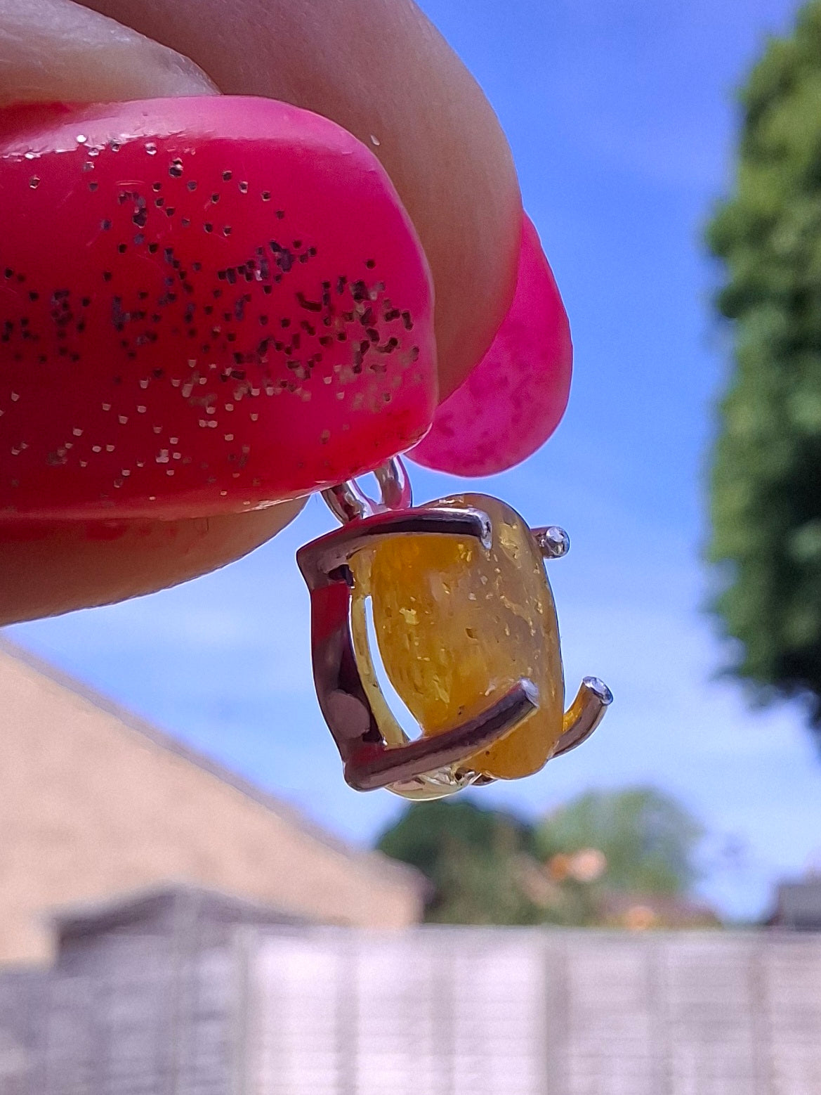 Baltic Amber Pendant, 925 Silver, Fossil (Ref: Ap15)