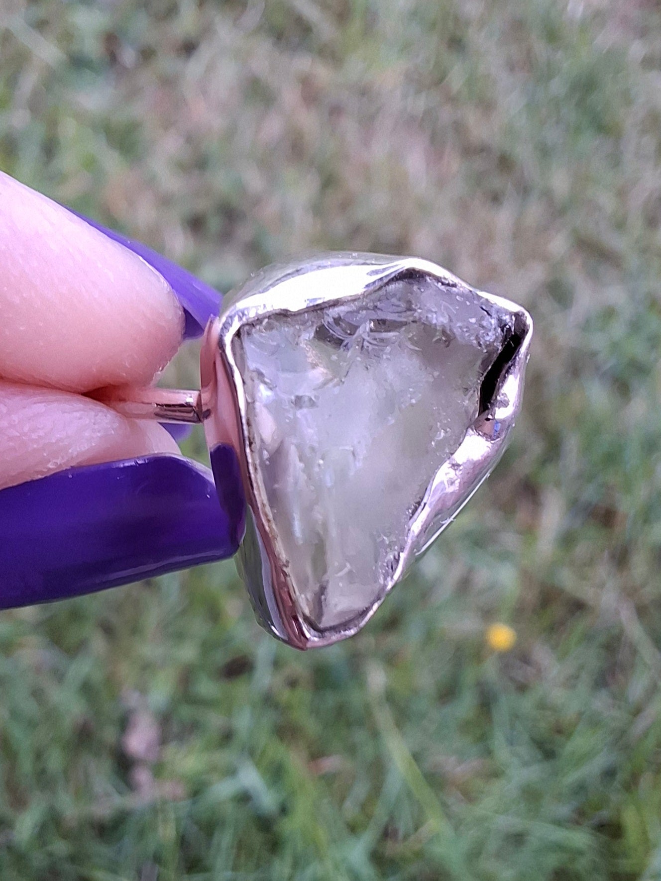 Libyan Desert Glass Ring, size U, 925 Silver, Tektite (Ref: LR52)