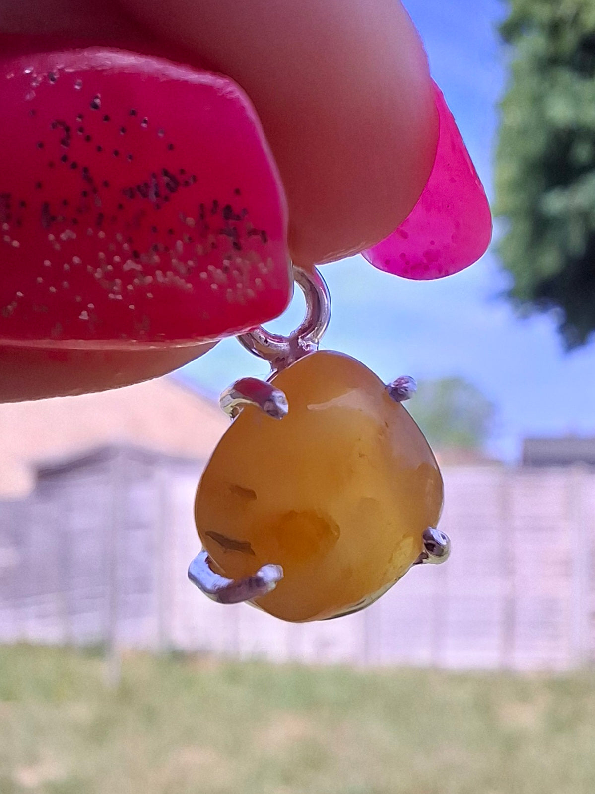 Baltic Amber Pendant, 925 Silver, Fossil (Ref: AP18)