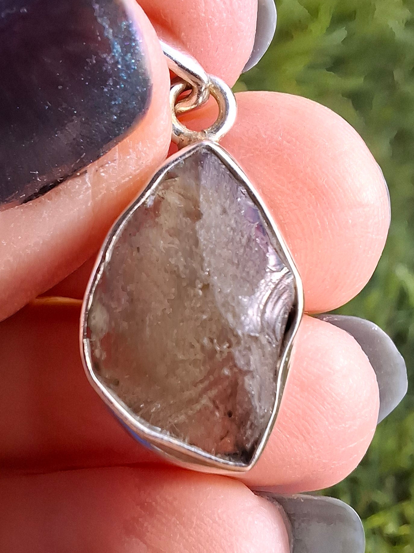 Moldavite Pendant, 925 Silver, Tektite (Ref: P10)