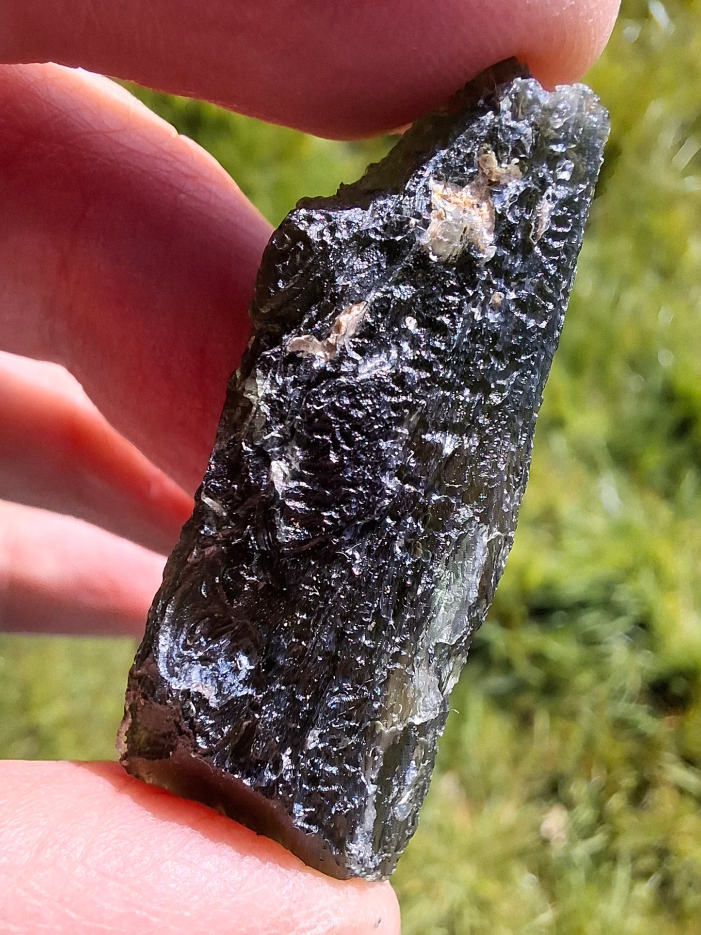 Moldavite Piece, NESMEN, 8.47g, Tektite (Ref: 1372)
