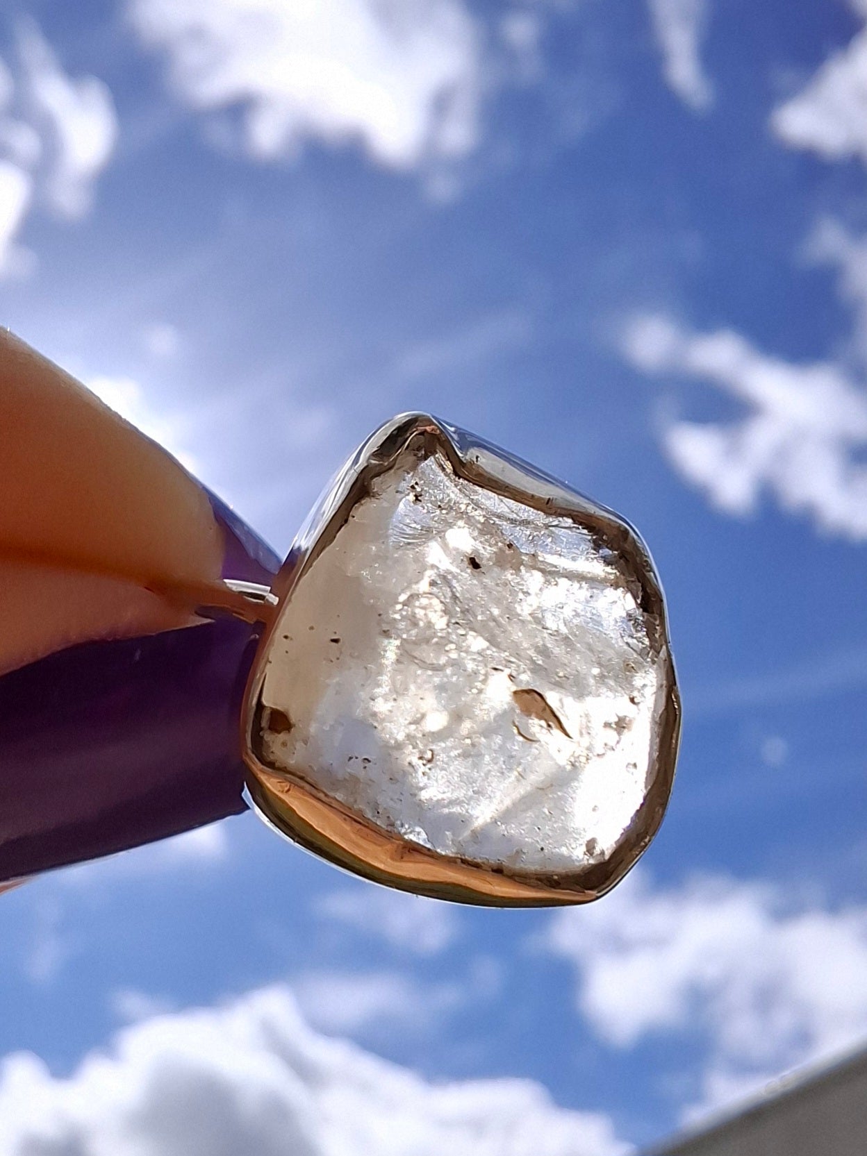 Libyan Desert Glass Ring, size P, 925 Silver, Tektite (Ref: LR27)
