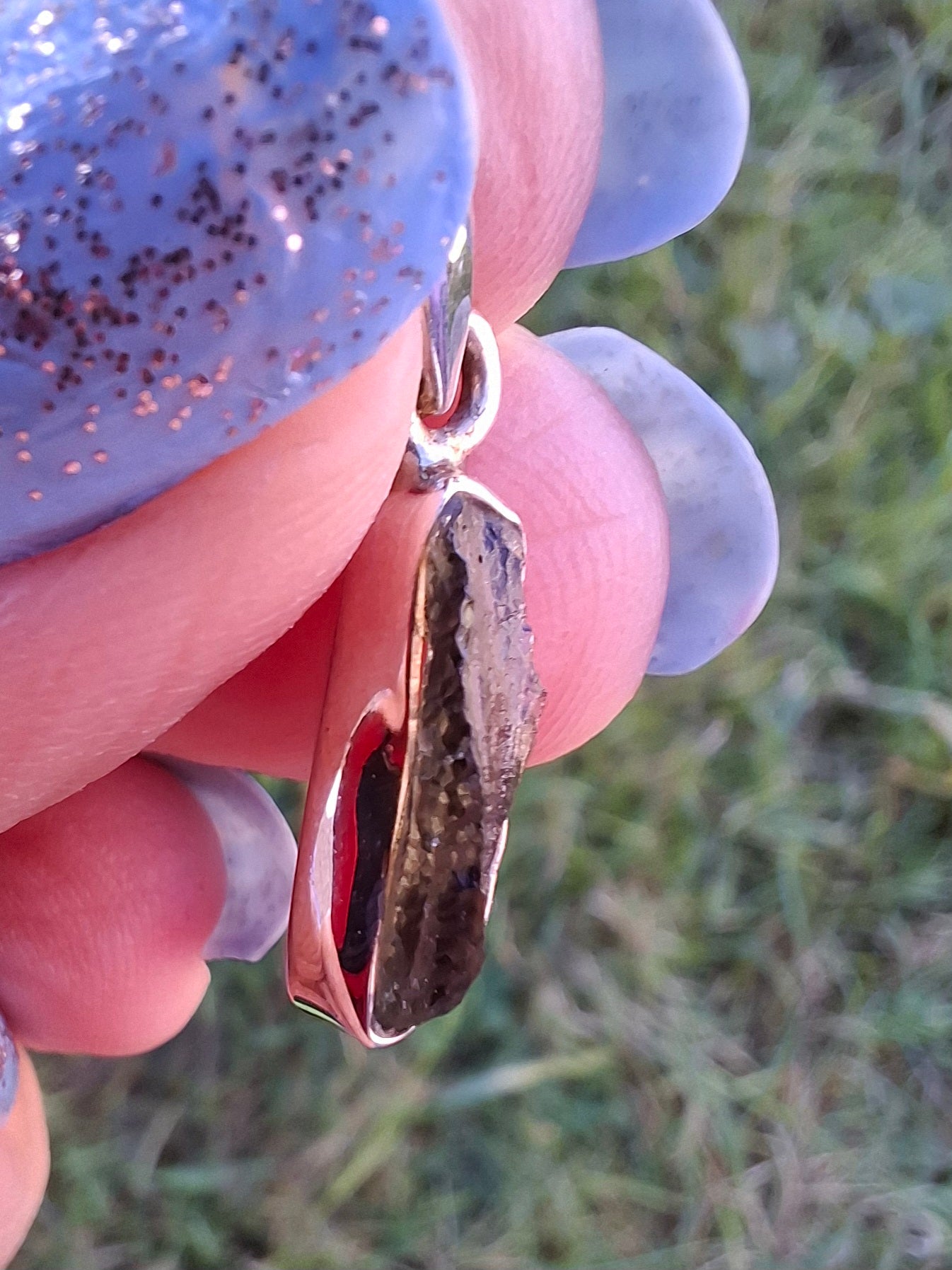 Moldavite Pendant, 925 Silver, Tektite (Ref: P82)