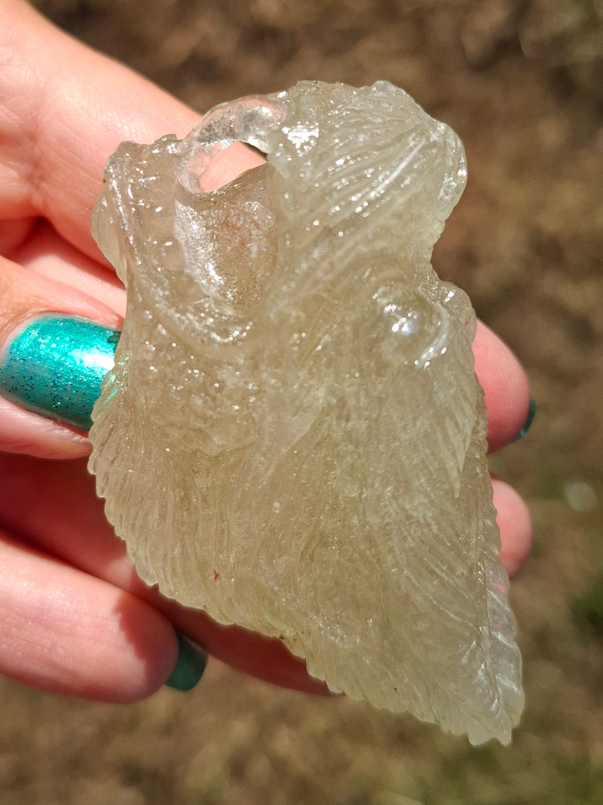 Libyan Desert Glass DRAGON HEAD Carving, 75.84g, Tektite (Ref: Dragon1)