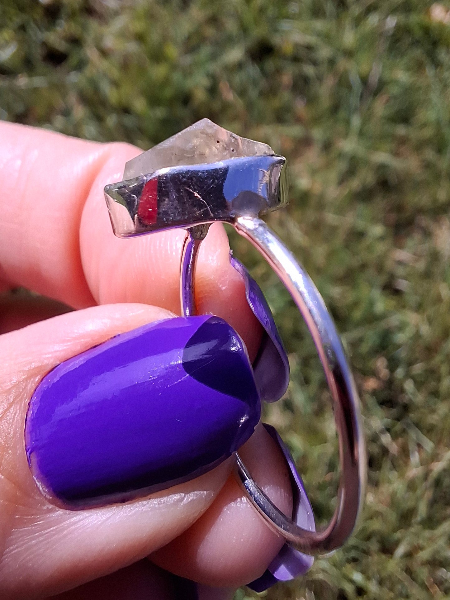 Libyan Desert Glass Ring, size large T, 925 Silver, Tektite (Ref: LR48)
