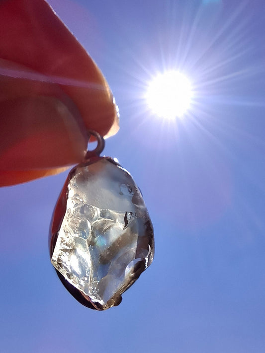 Libyan Desert Glass Pendant, 925 Silver, Tektite (Ref: LP112)