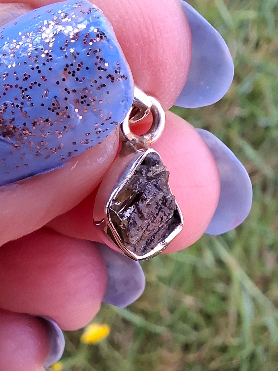 Moldavite Pendant, 925 Silver, Tektite (Ref: P29)