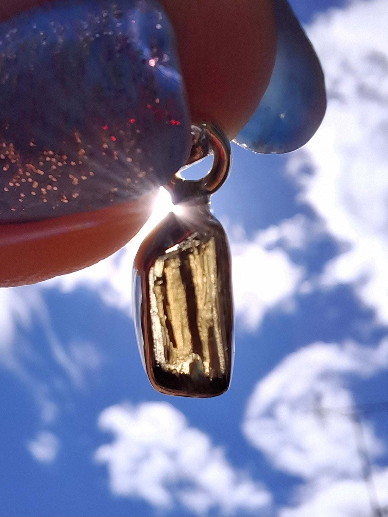 Moldavite Pendant, 925 Silver, Tektite (Ref: P91)