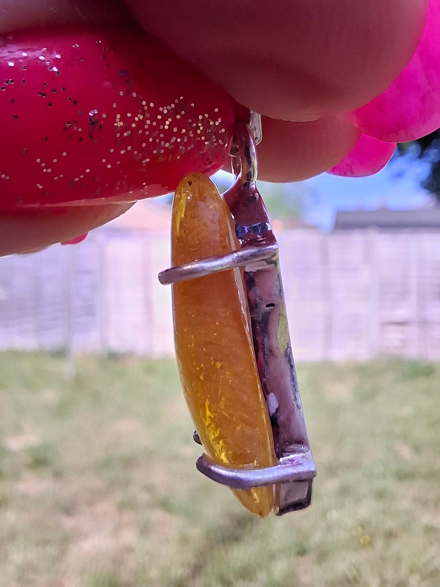 Baltic Amber Pendant, 925 Silver, Fossil (Ref: AP6)