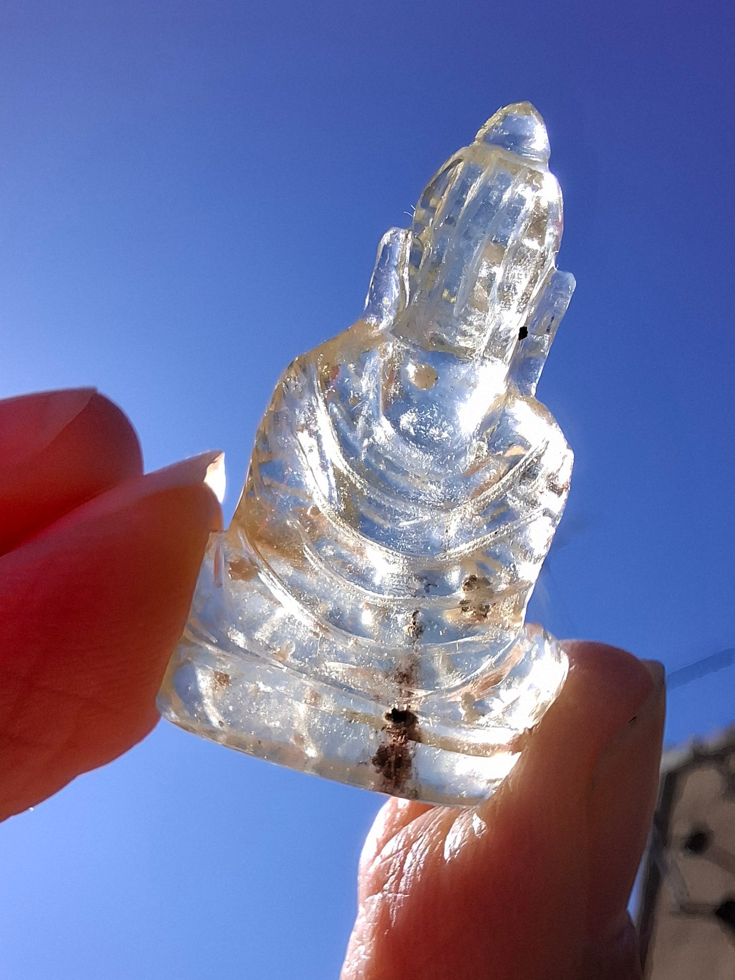 Libyan Desert Glass BUDDHA Carving, 4.61g, Tektite (Ref: LDG B5)