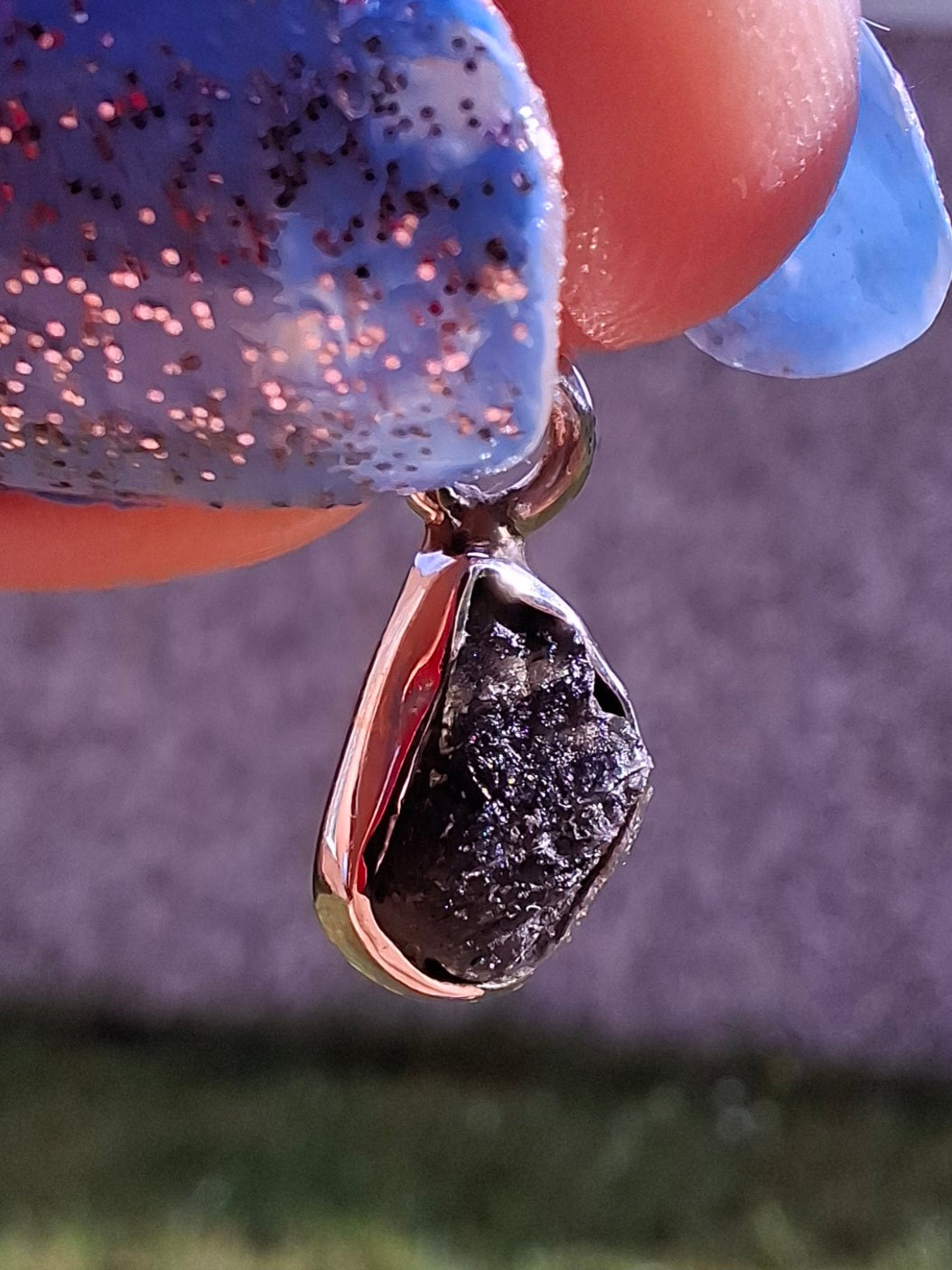 Moldavite Pendant, 925 Silver, Tektite (Ref: P35)
