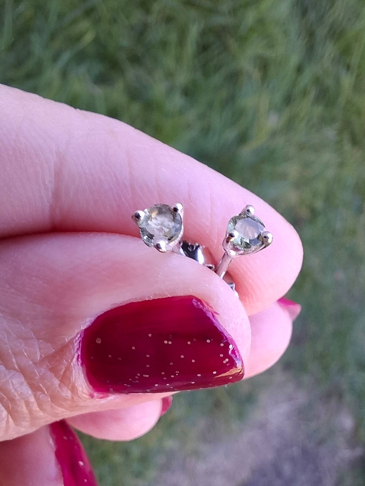 Moldavite (Faceted) 3mm Stud Earrings, 925 Silver (Ref: Pair66)