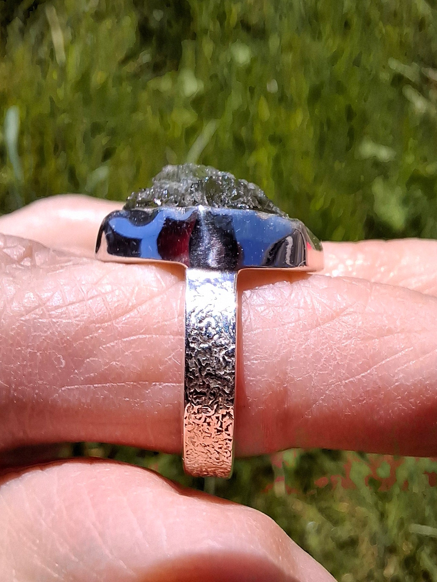 Modavite Ring, size J, 925 Silver, Tektite (Ref: R297)