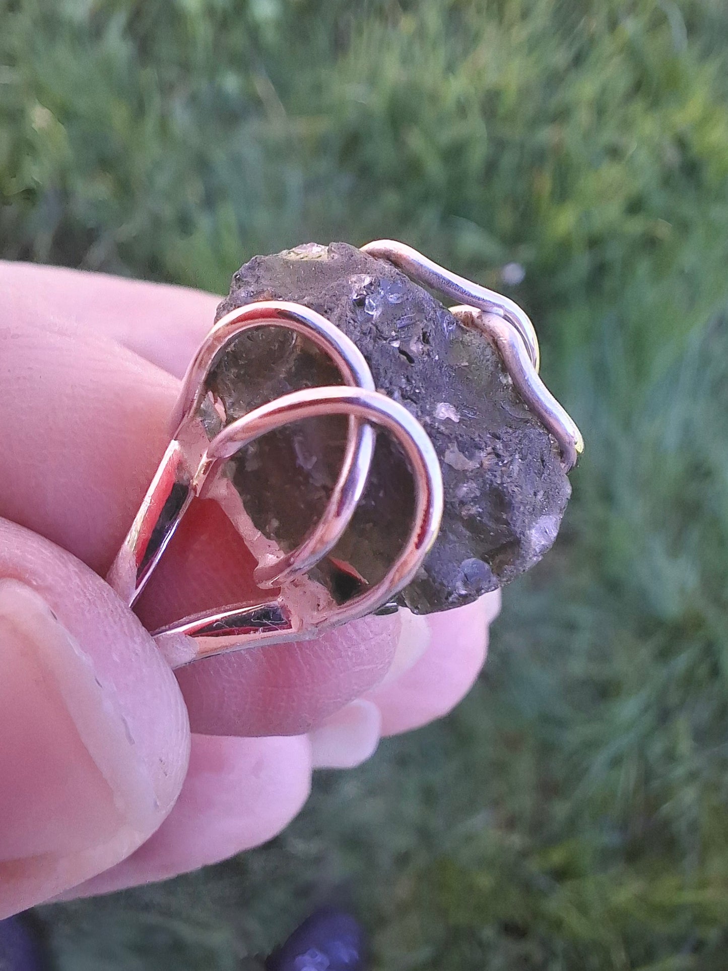 Moldavite Ring, size Y, 925 Silver, Tektite (Ref: R17)