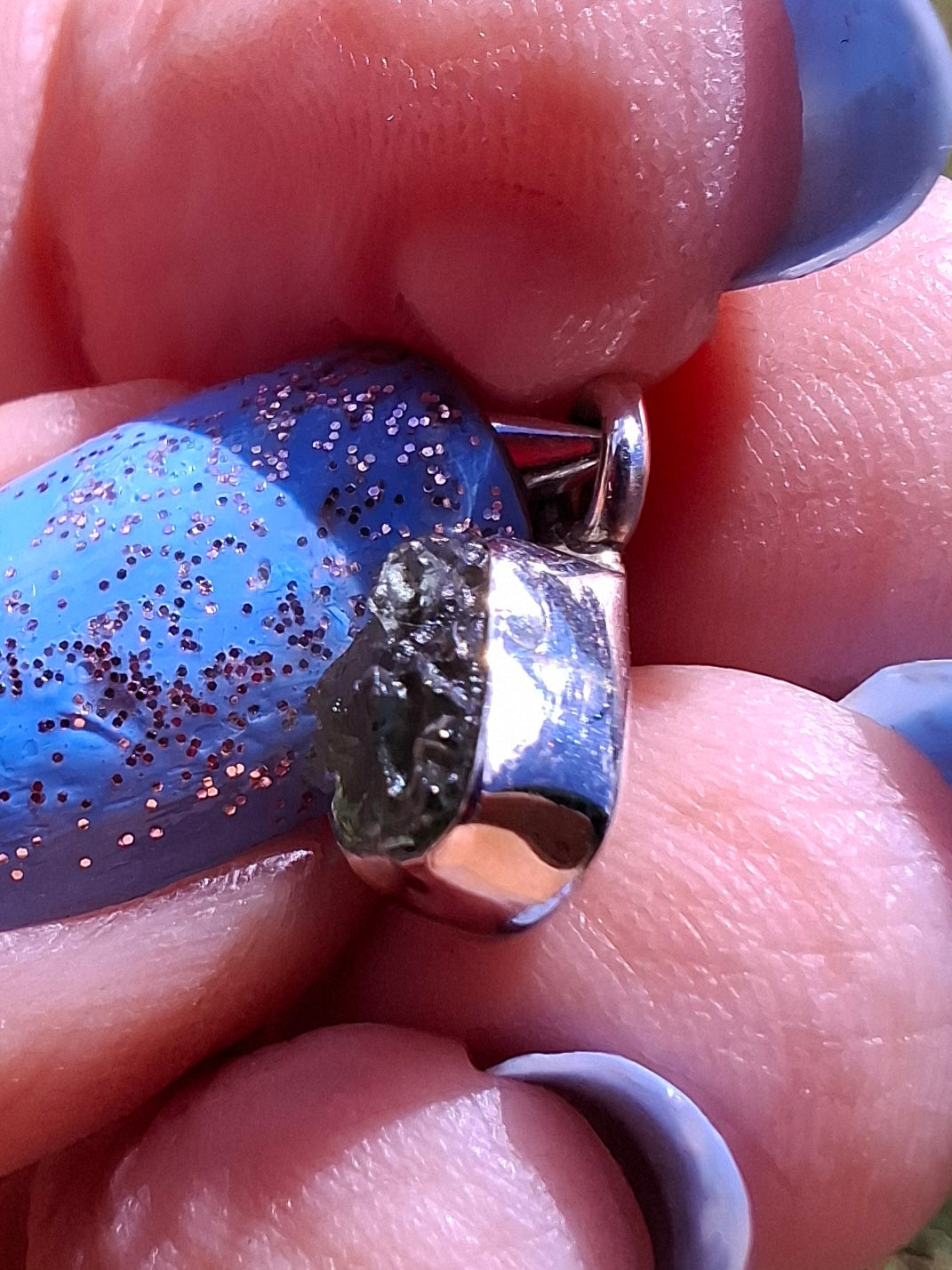 Moldavite Pendant, 925 Silver, Tektite (Ref: P66)