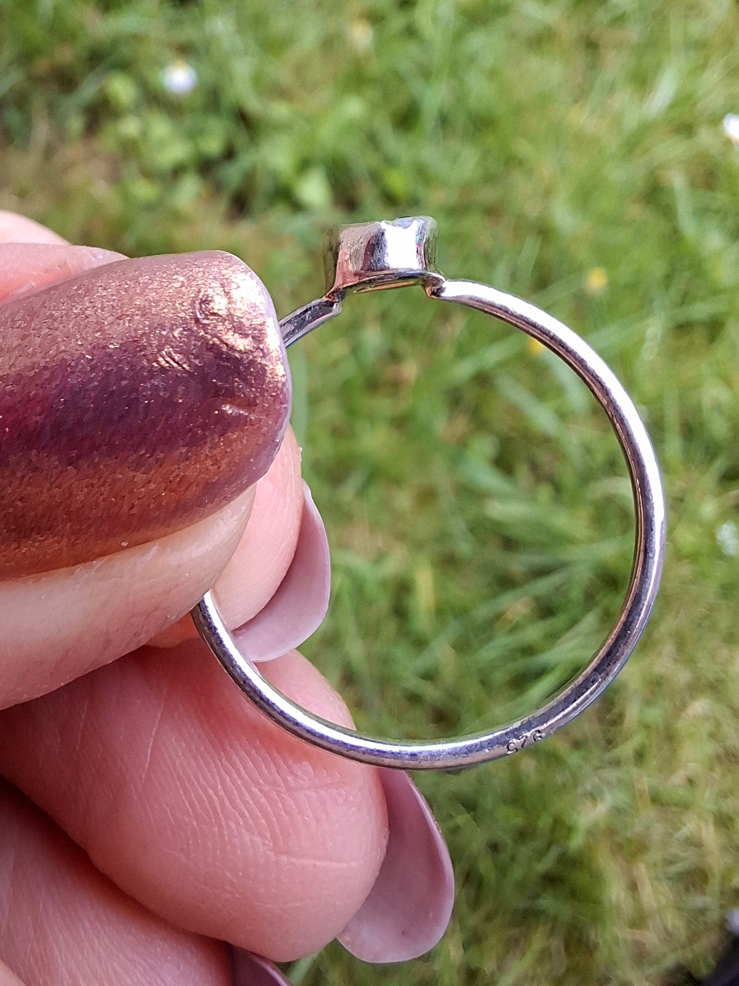 Moldavite Ring, size large T, 925 Silver, Tektite (Ref: R70)