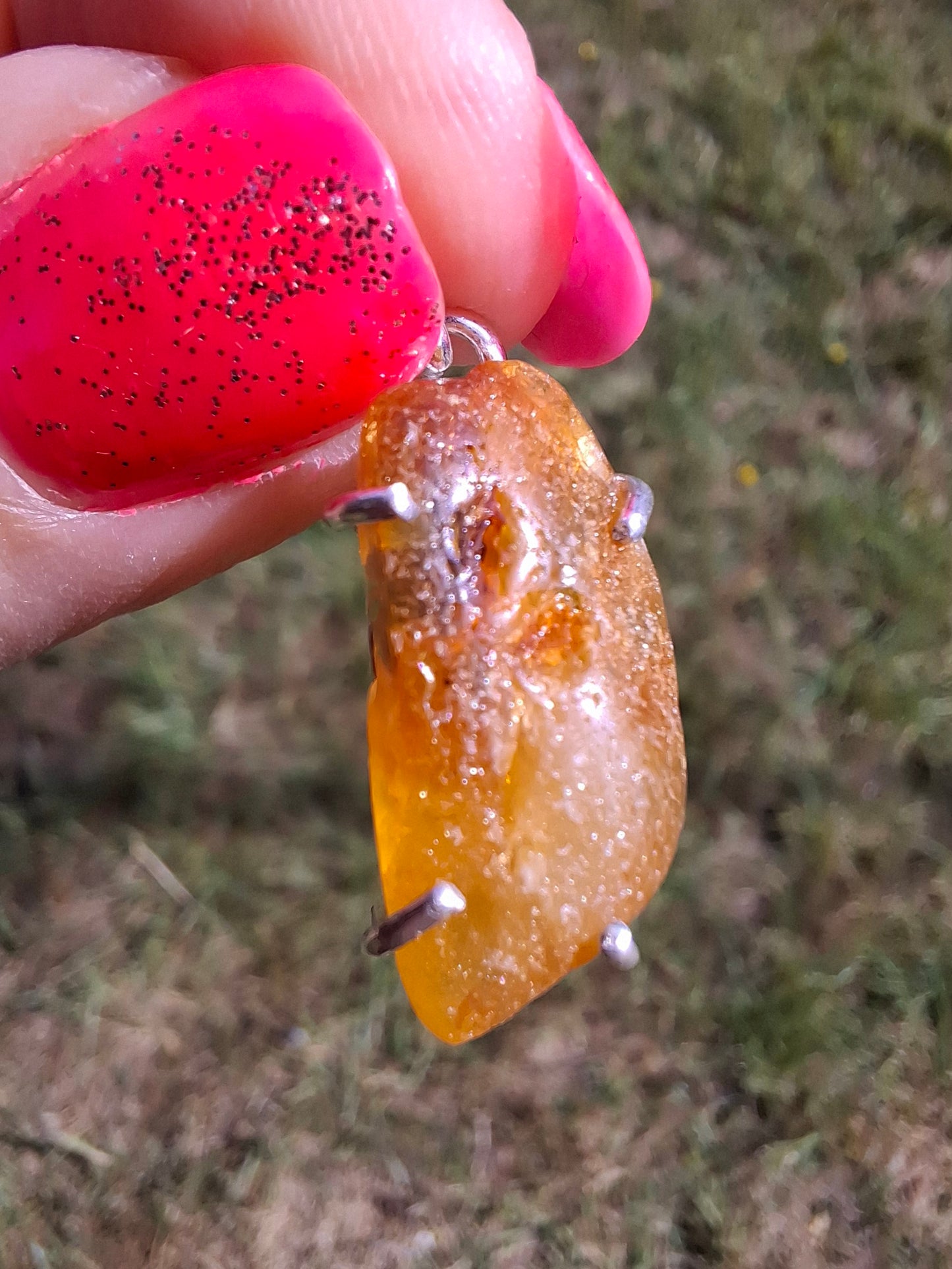 Baltic Amber Pendant, 925 Silver, Fossil (Ref: AP4)