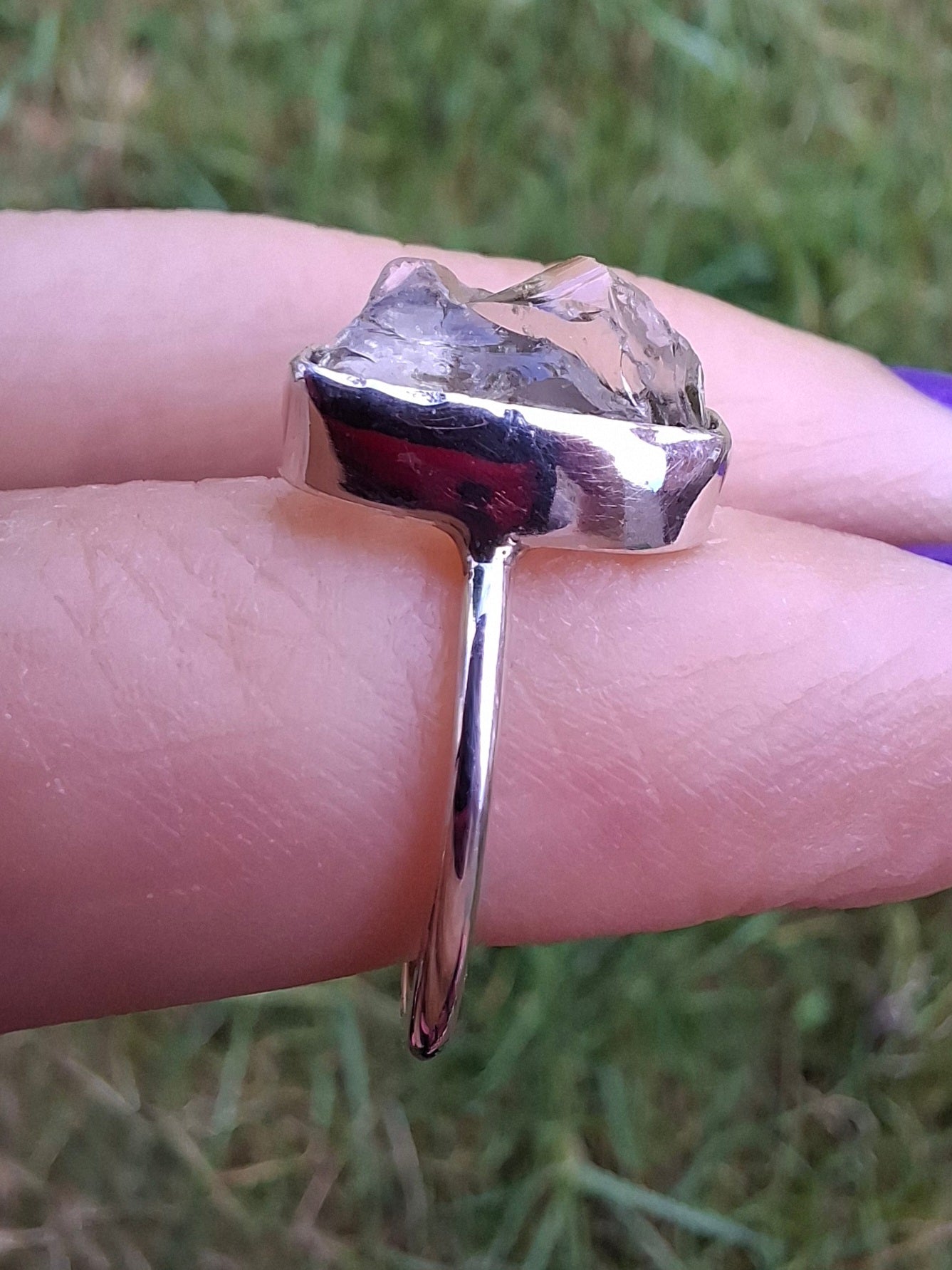 Libyan Desert Glass Ring, size large J/small K, 925 Silver, Tektite (Ref: LR10)