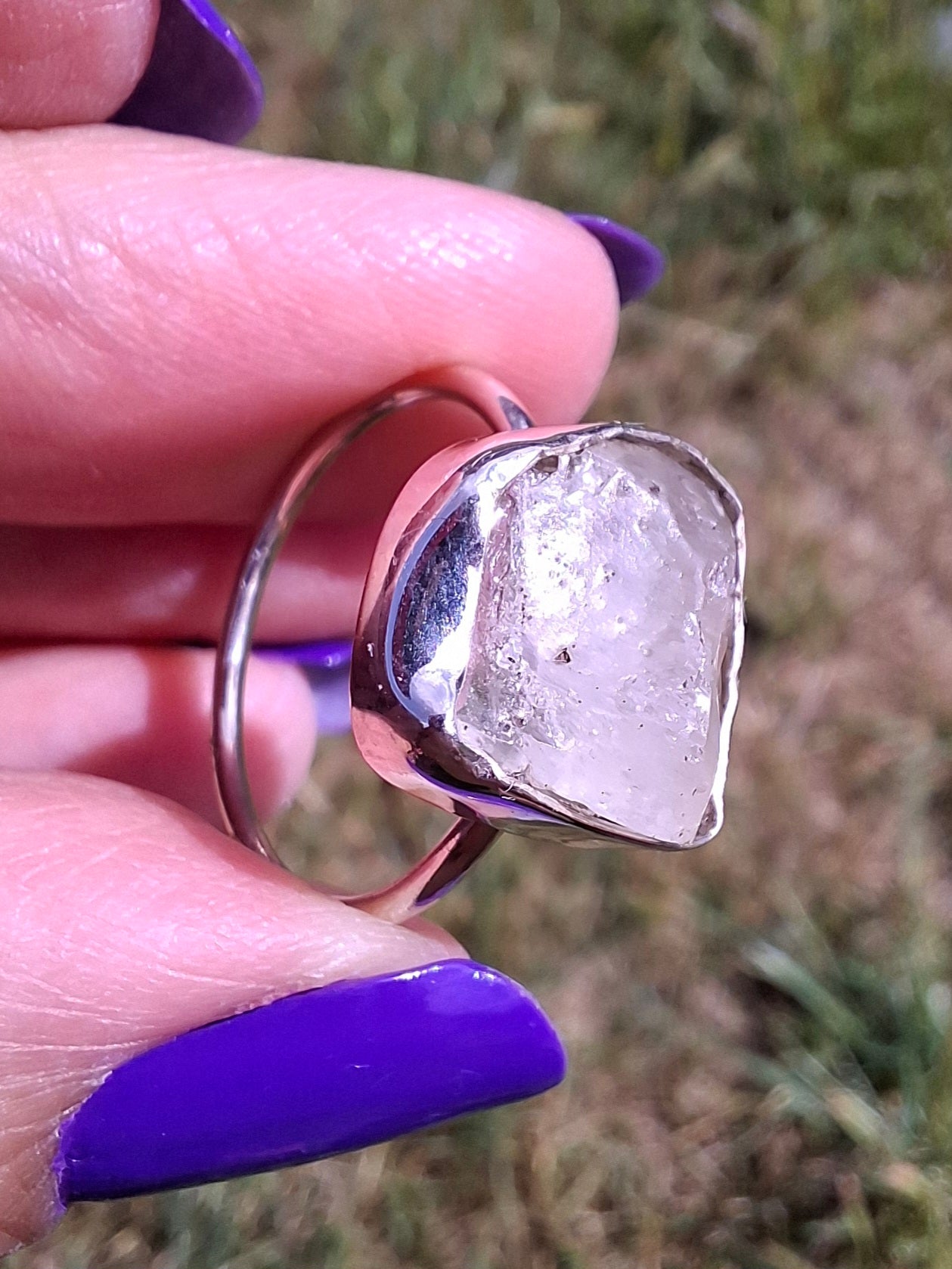 Libyan Desert Glass Ring, size P, 925 Silver, Tektite (Ref: LR27)