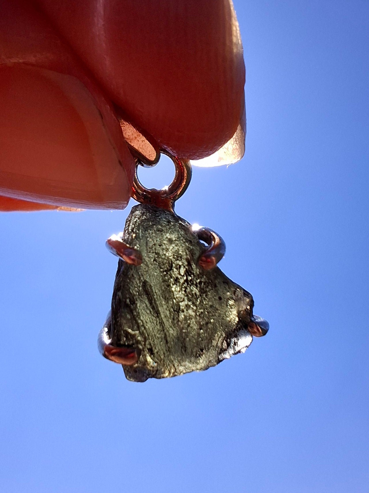 Moldavite Claw Pendant, 925 Silver, Tektite (Ref: P22)