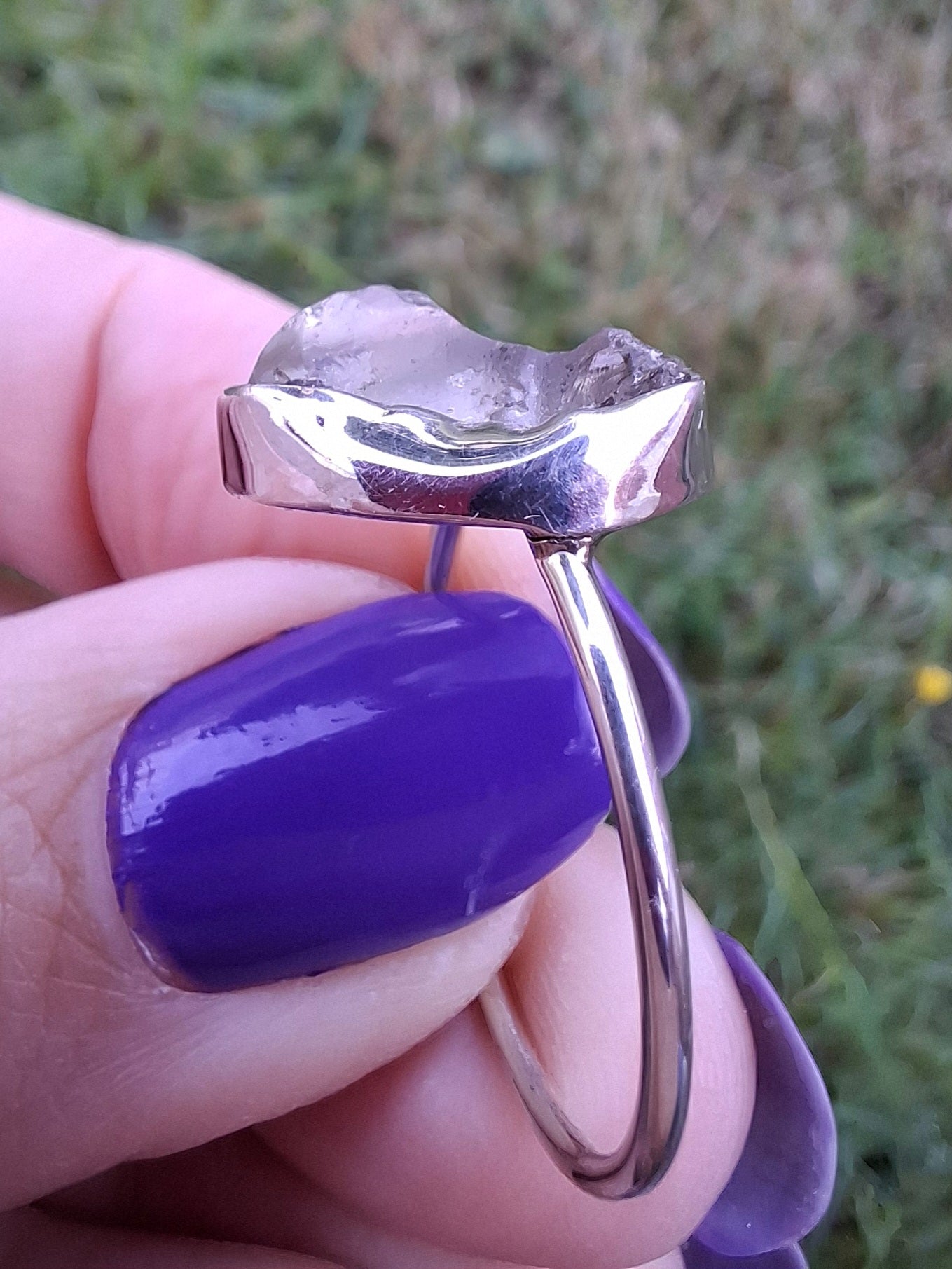 Libyan Desert Glass Ring, size U, 925 Silver, Tektite (Ref: LR52)
