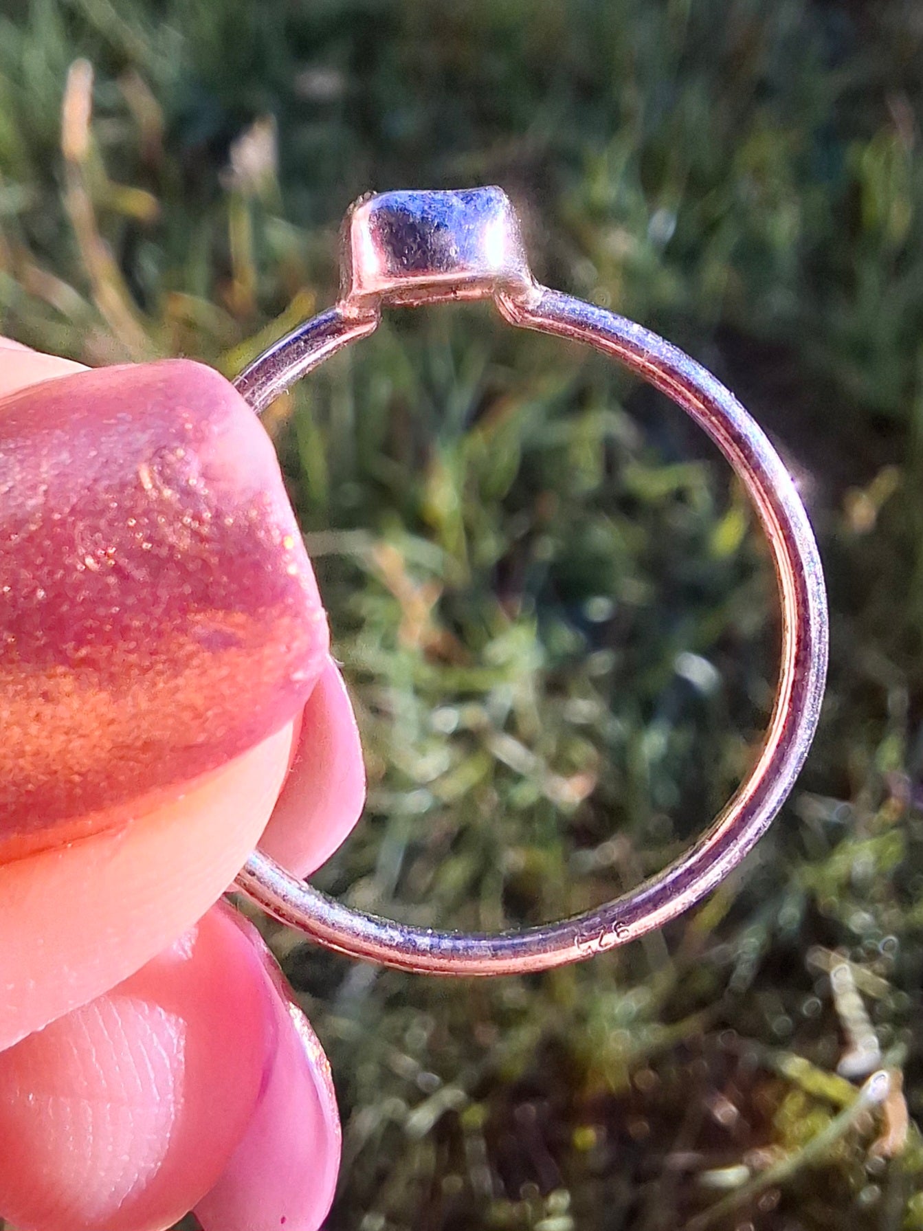 Moldavite Ring, size large P/small Q, 925 Silver, Tektite (Ref: R43)
