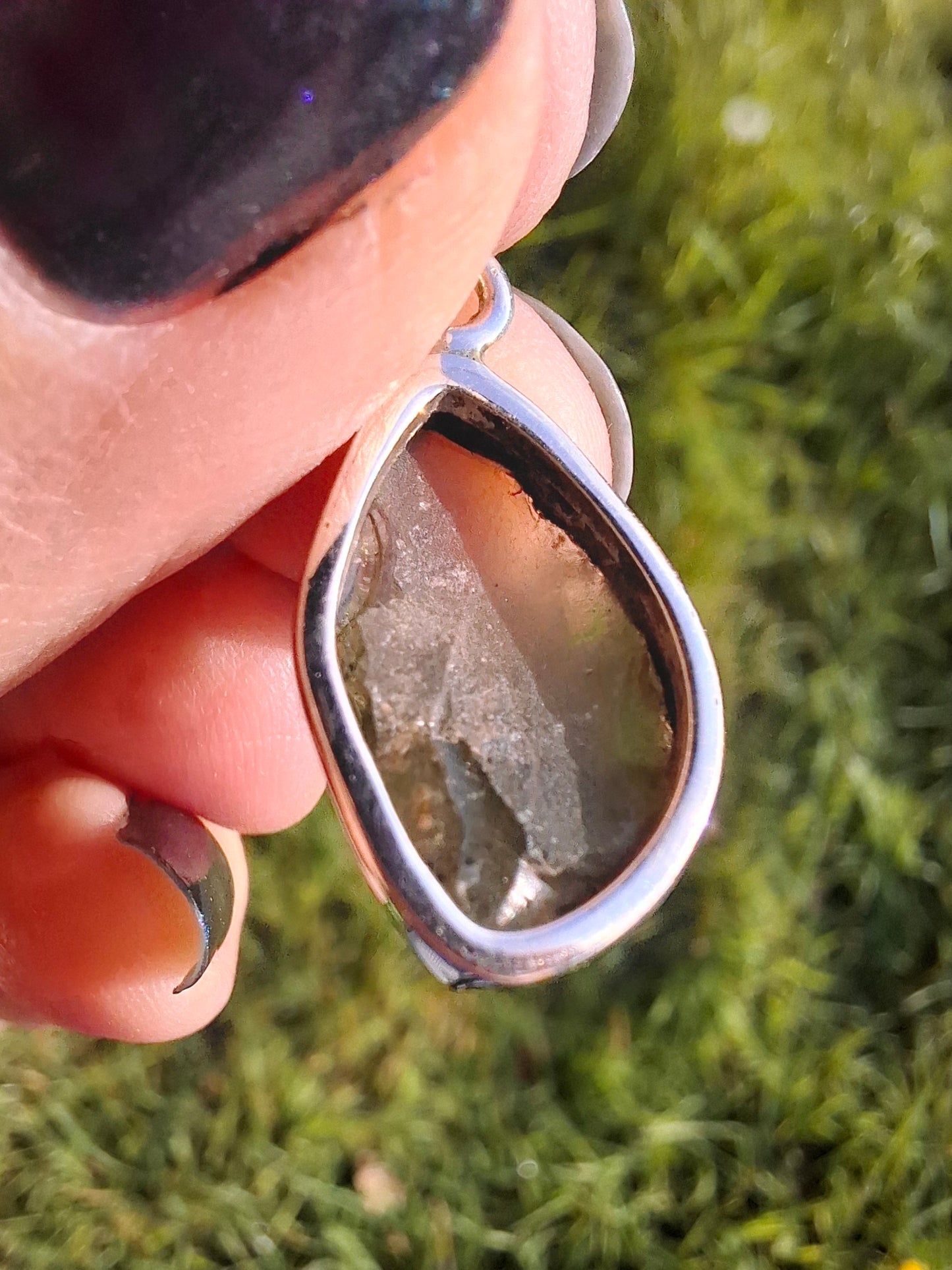 Moldavite Pendant, 925 Silver, Tektite (Ref: P10)