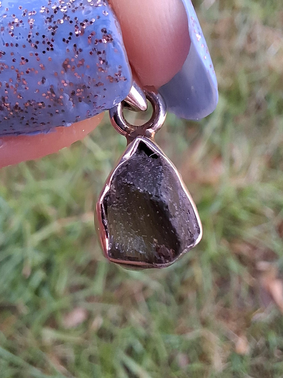 Moldavite Pendant, 925 Silver, Tektite (Ref: P59)