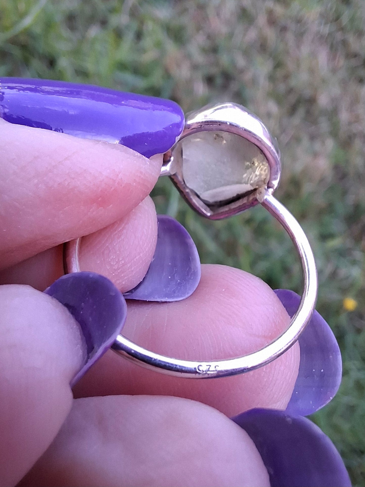 Libyan Desert Glass Ring, size large S/small T, 925 Silver, Tektite (Ref: LR47)