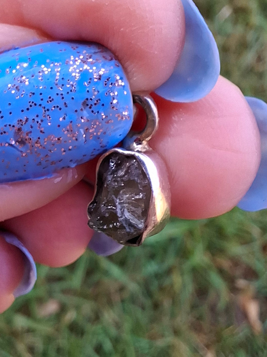 Moldavite Pendant, 925 Silver, Tektite (Ref: P49)