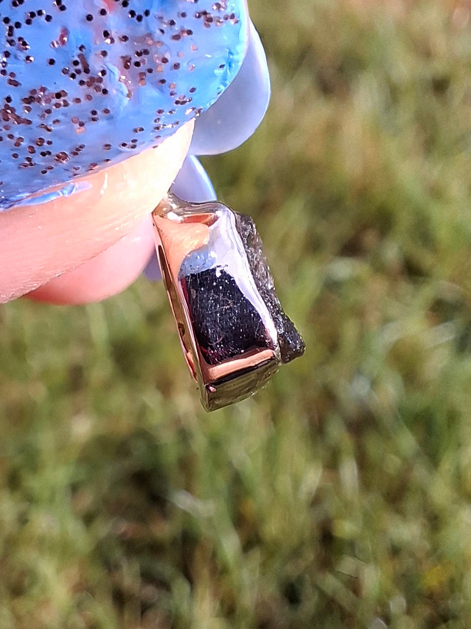 Moldavite Pendant, 925 Silver, Tektite (Ref: P56)