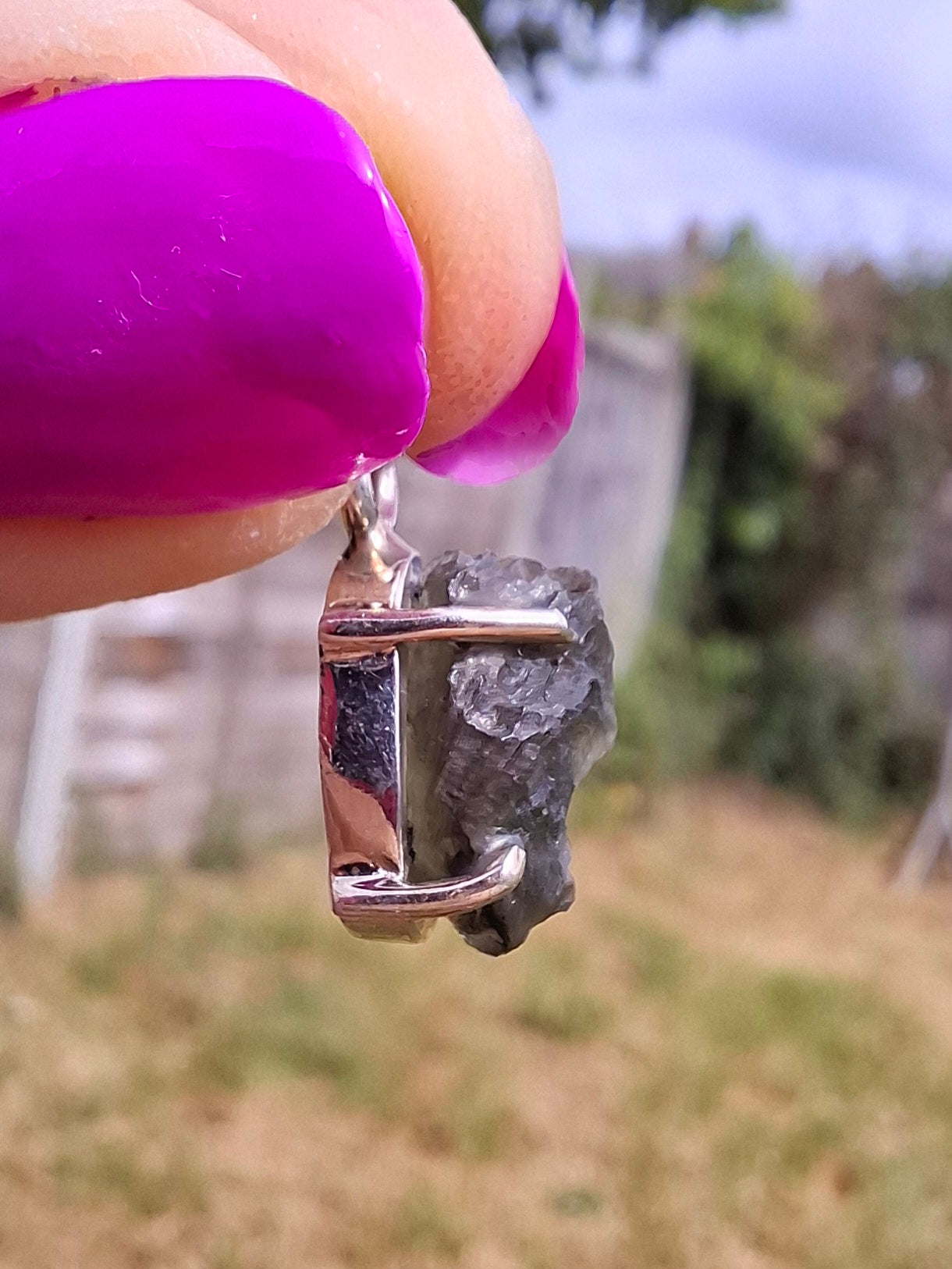 Moldavite Claw Pendant, 925 Silver, Tektite (Ref: P23)