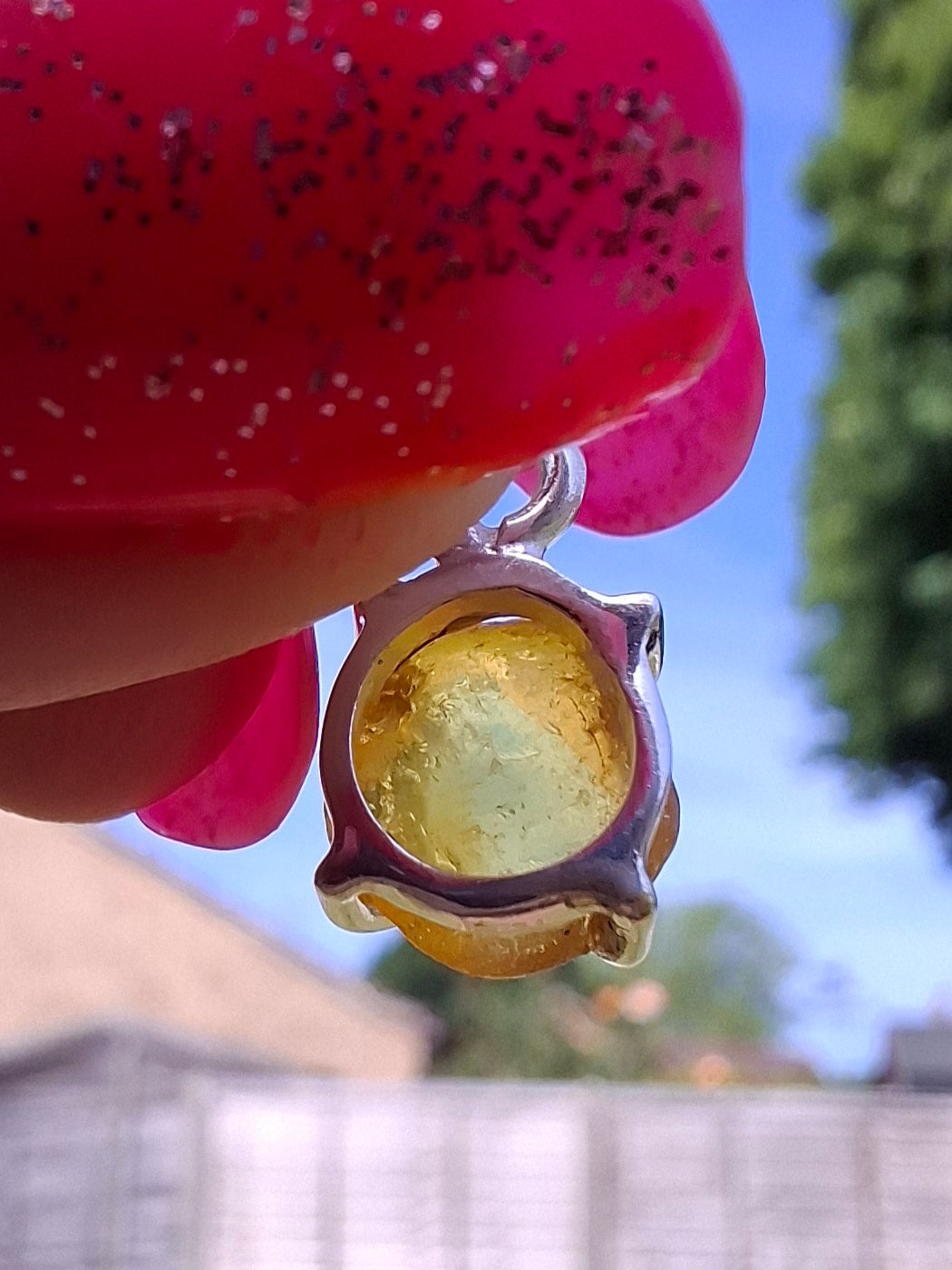Baltic Amber Pendant, 925 Silver, Fossil (Ref: Ap15)