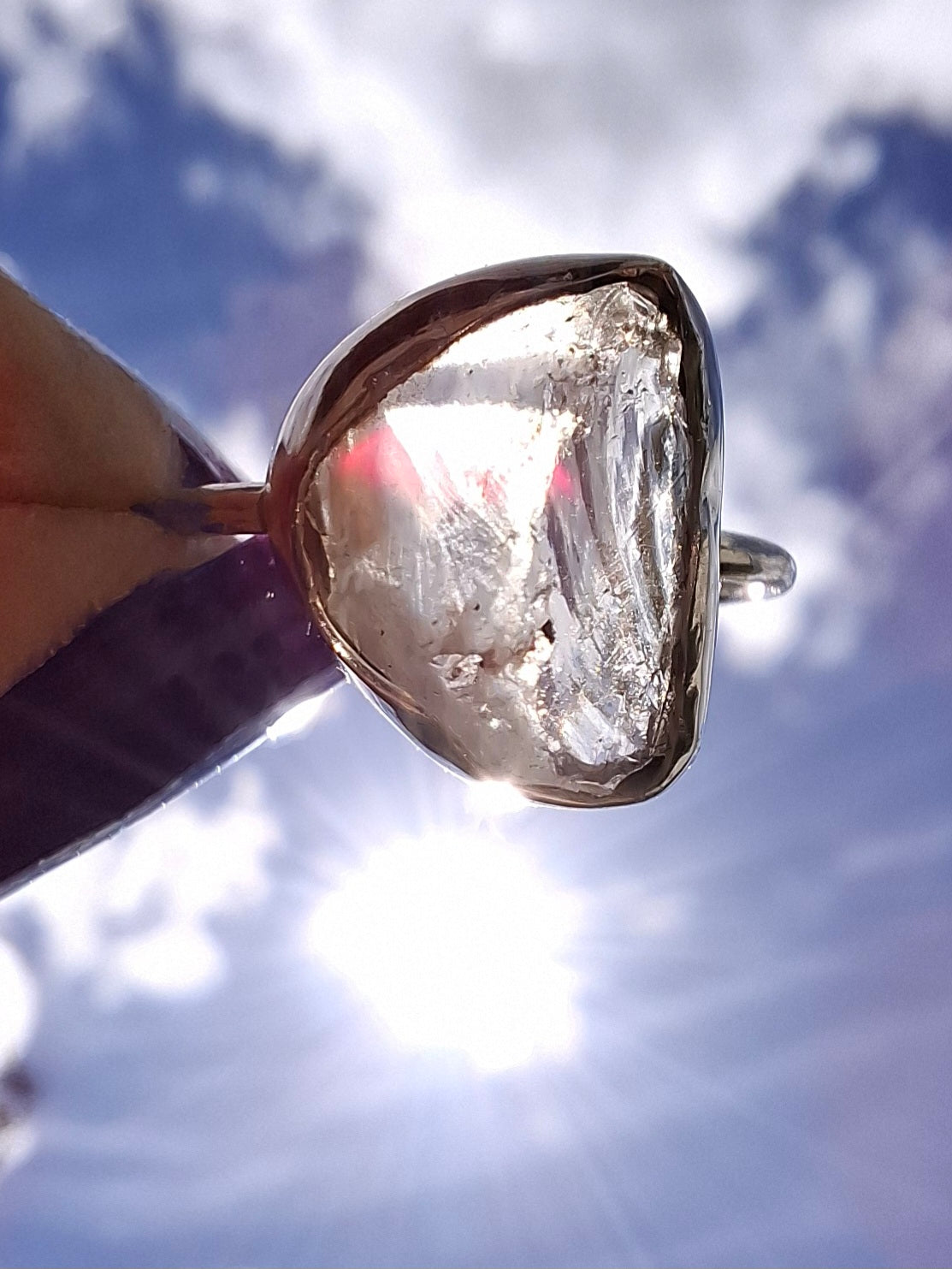 Libyan Desert Glass Ring, size large P, 925 Silver, Tektite (Ref: LR28)