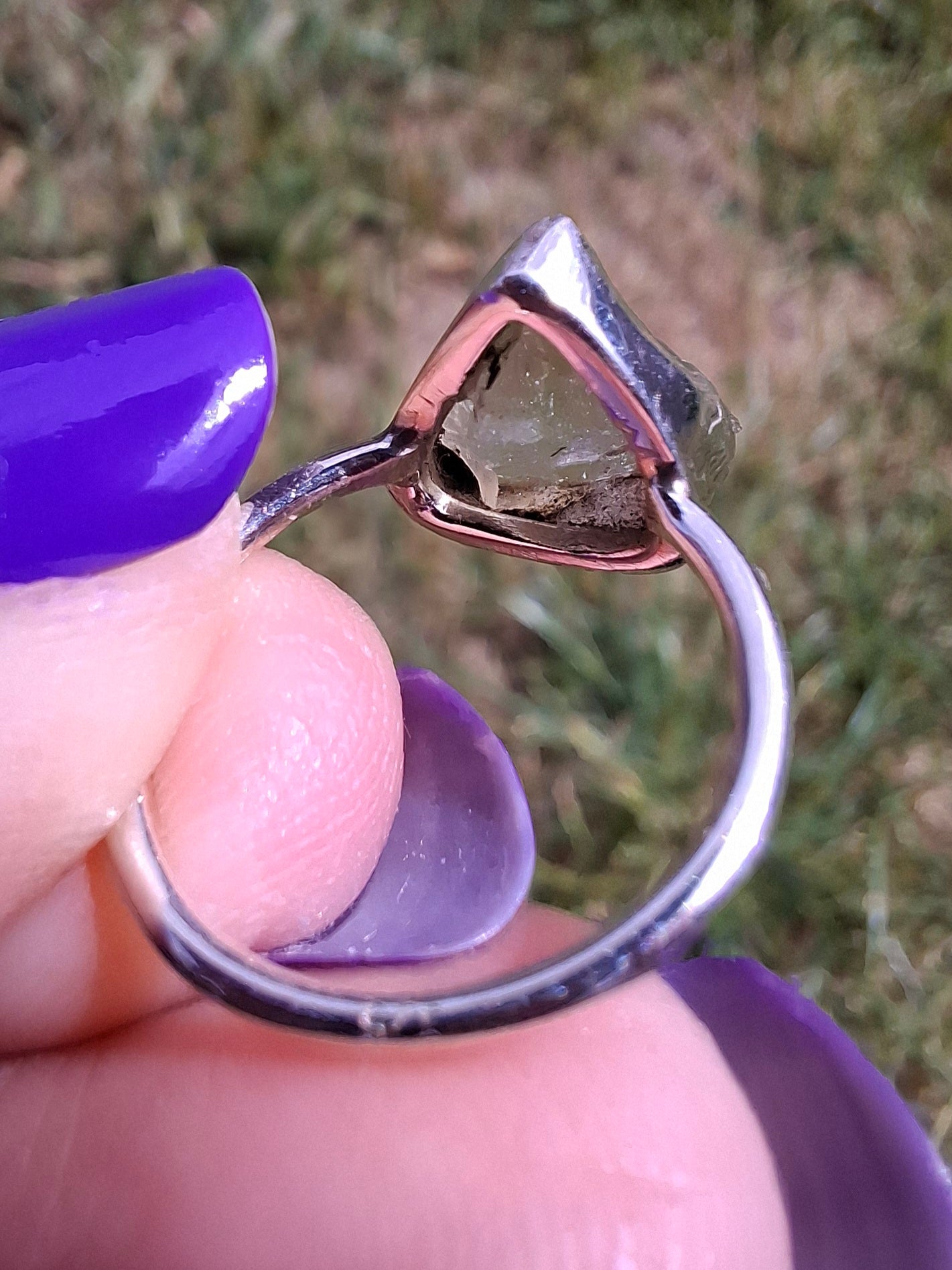 Libyan Desert Glass Ring, size large G, 925 Silver, Tektite (Ref: LR2)