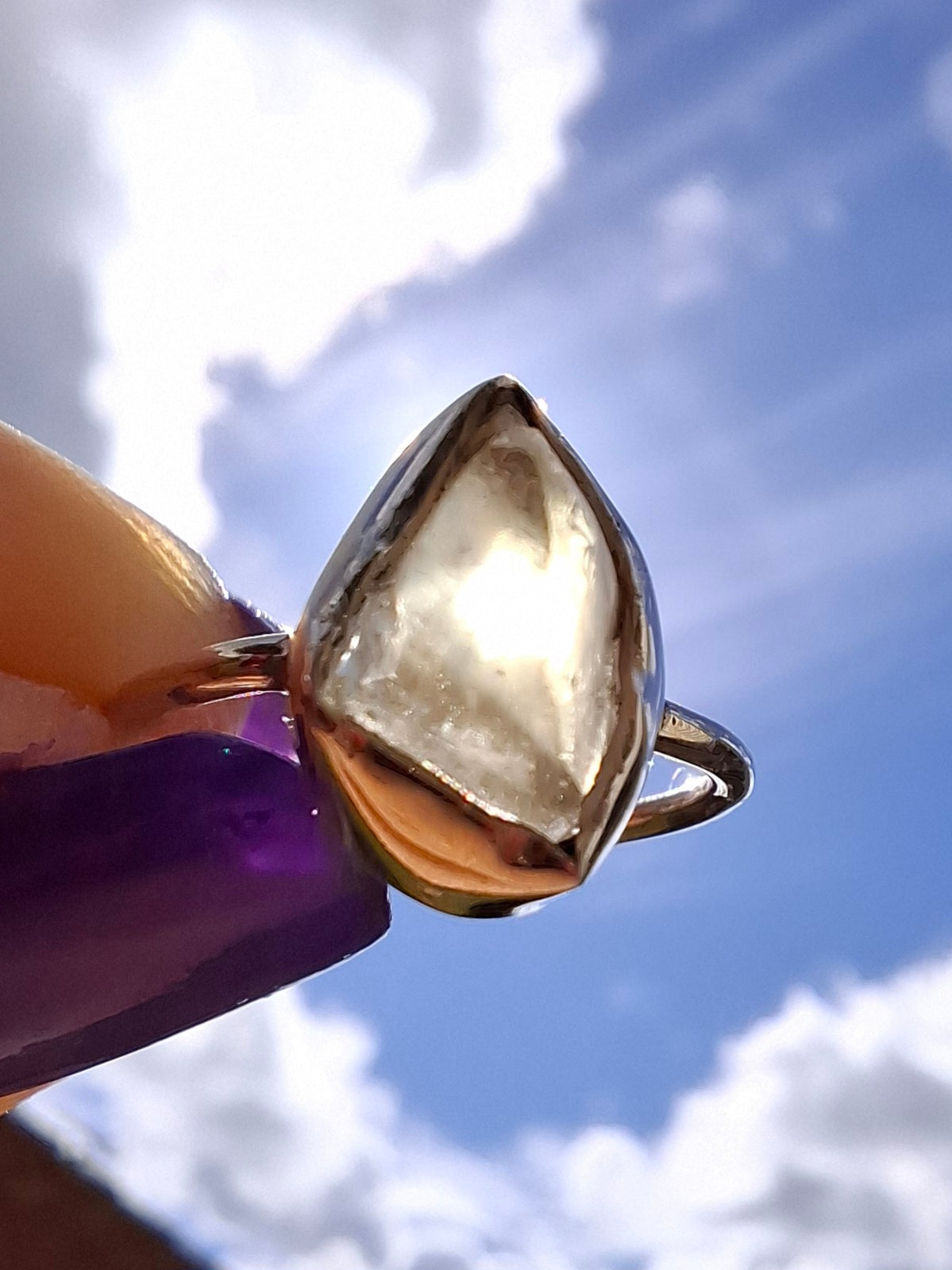 Libyan Desert Glass Ring, size large K/small L, 925 Silver, Tektite (Ref: LR17)