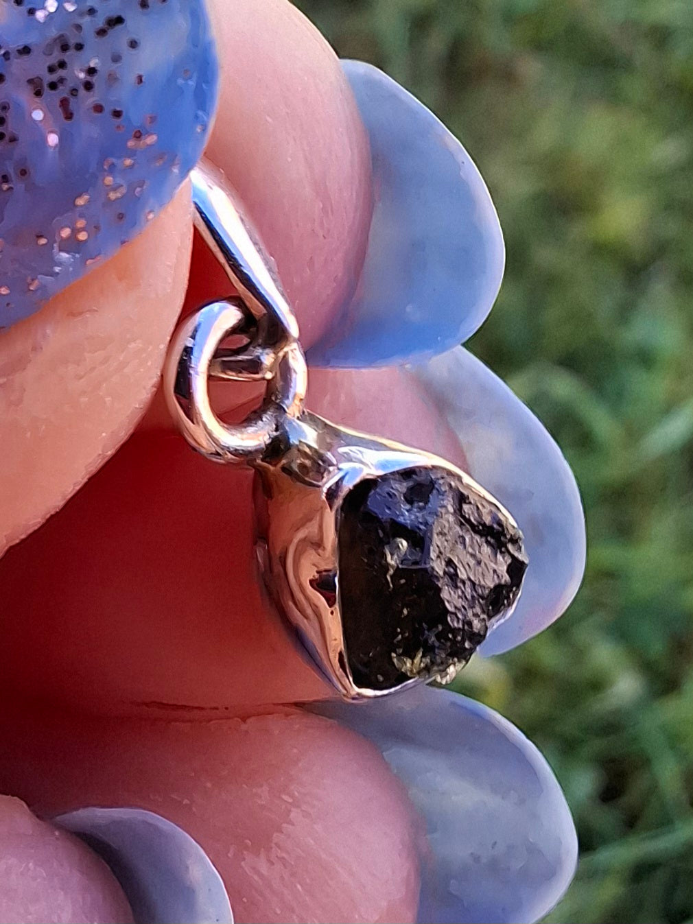 Moldavite Pendant, 925 Silver, Tektite (Ref: P96)