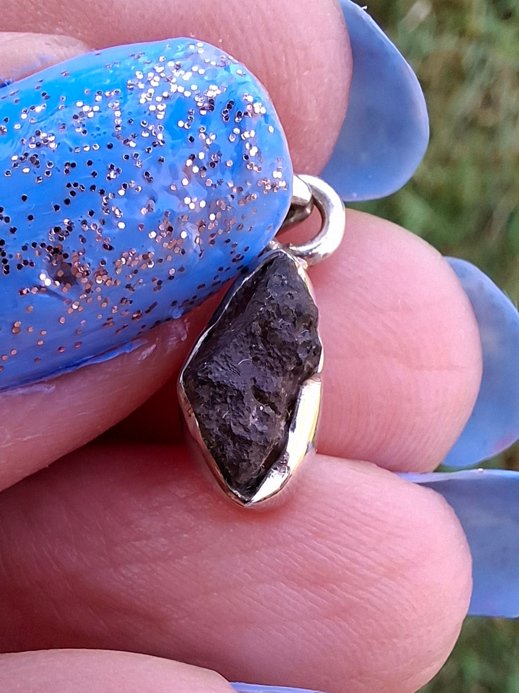 Moldavite Pendant, 925 Silver, Tektite (Ref:P41)