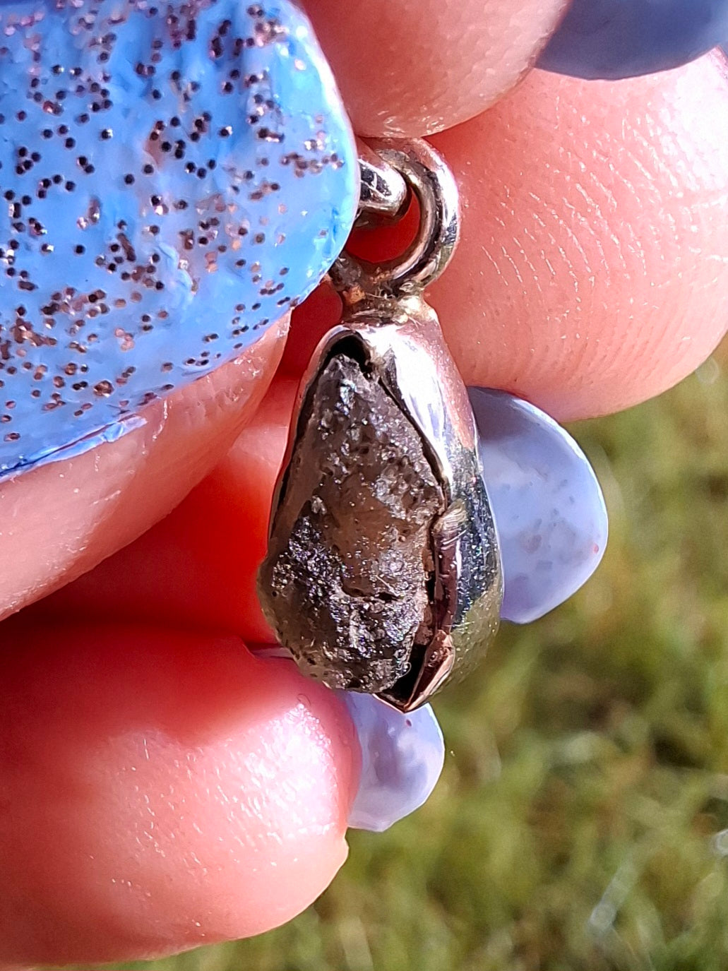 Moldavite Pendant, 925 Silver, Tektite (Ref:P41)