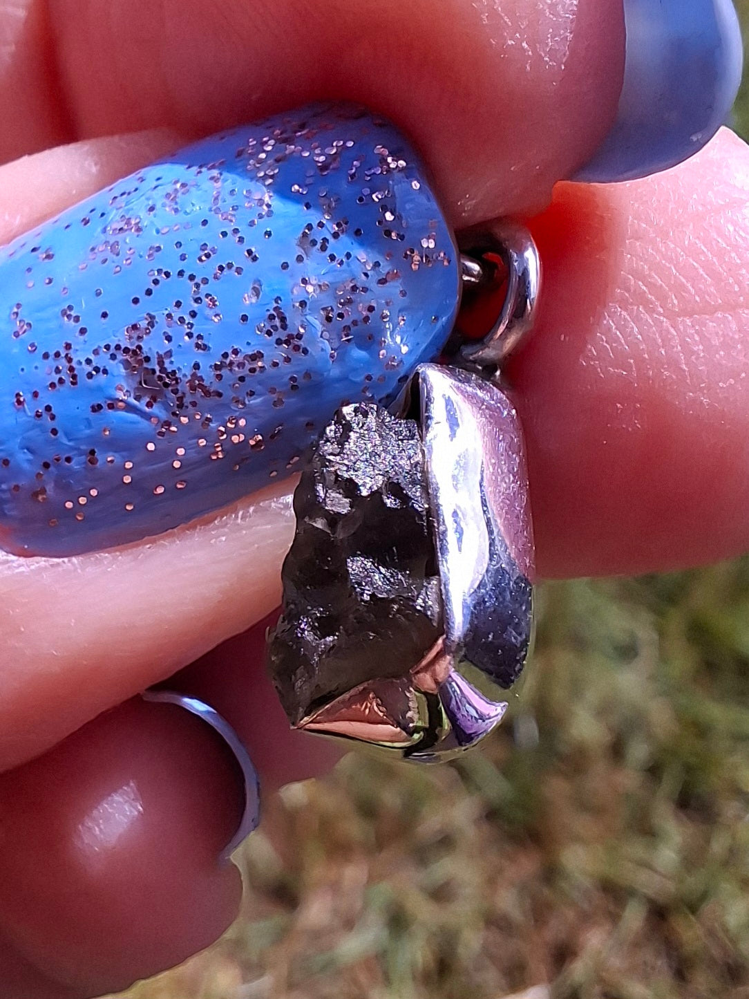 Moldavite Pendant, 925 Silver, Tektite (Ref: P65)