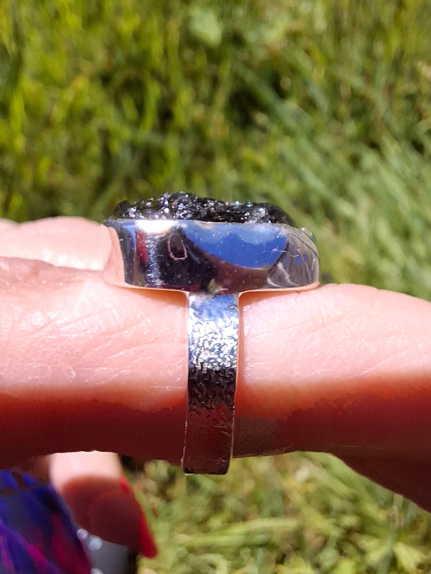 Moldavite Ring, size I, 925 Silver, Tektite (Ref: R296)