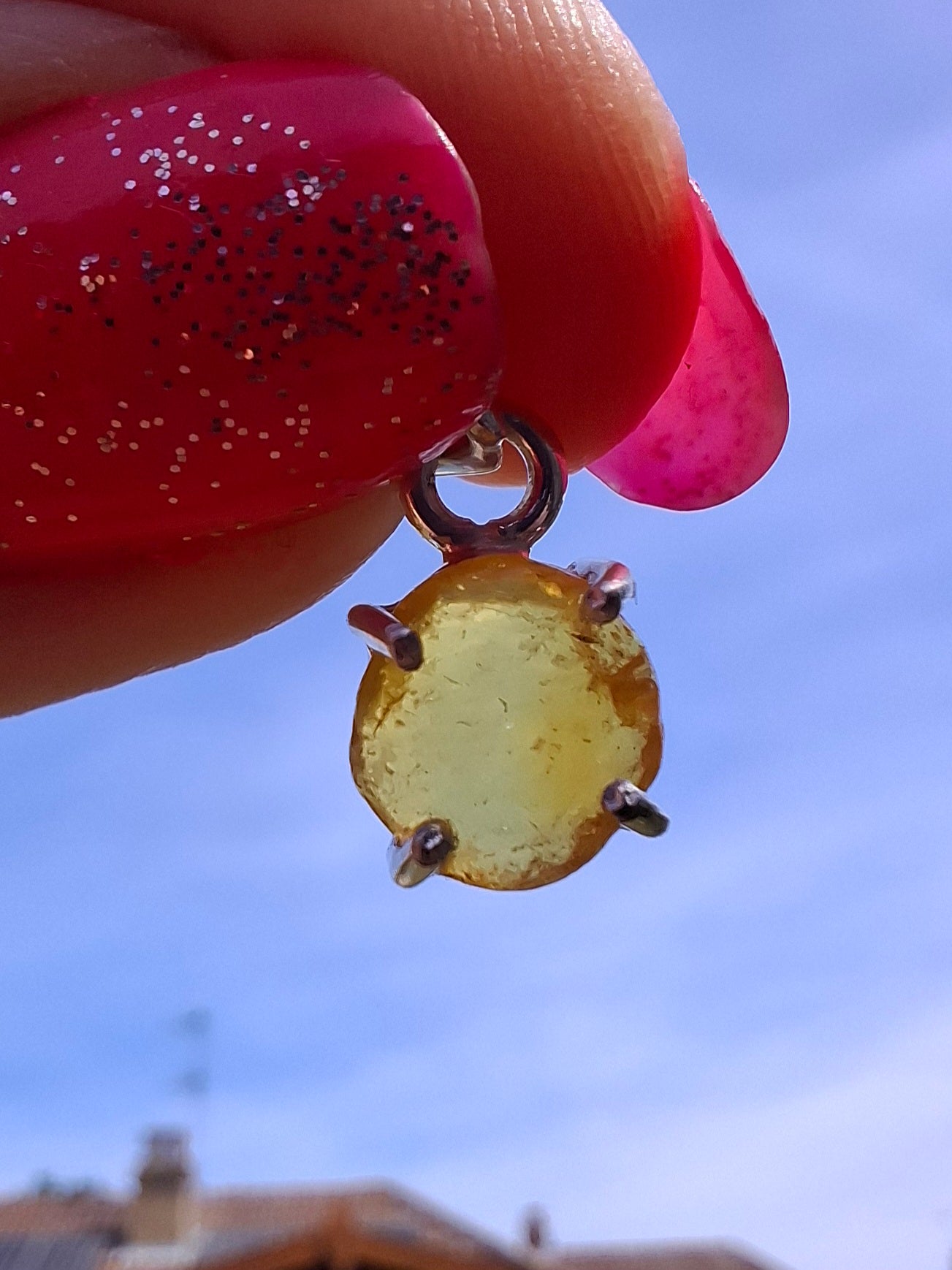 Baltic Amber Pendant, 925 Silver, Fossil (Ref: Ap15)